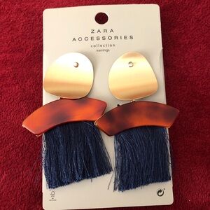 Zara Gold and Brown Fringe Earrings